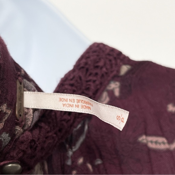 Free People Sweet Thing Paisley Print Tunic Top Swing Dress Lace Small - Picture 8 of 9